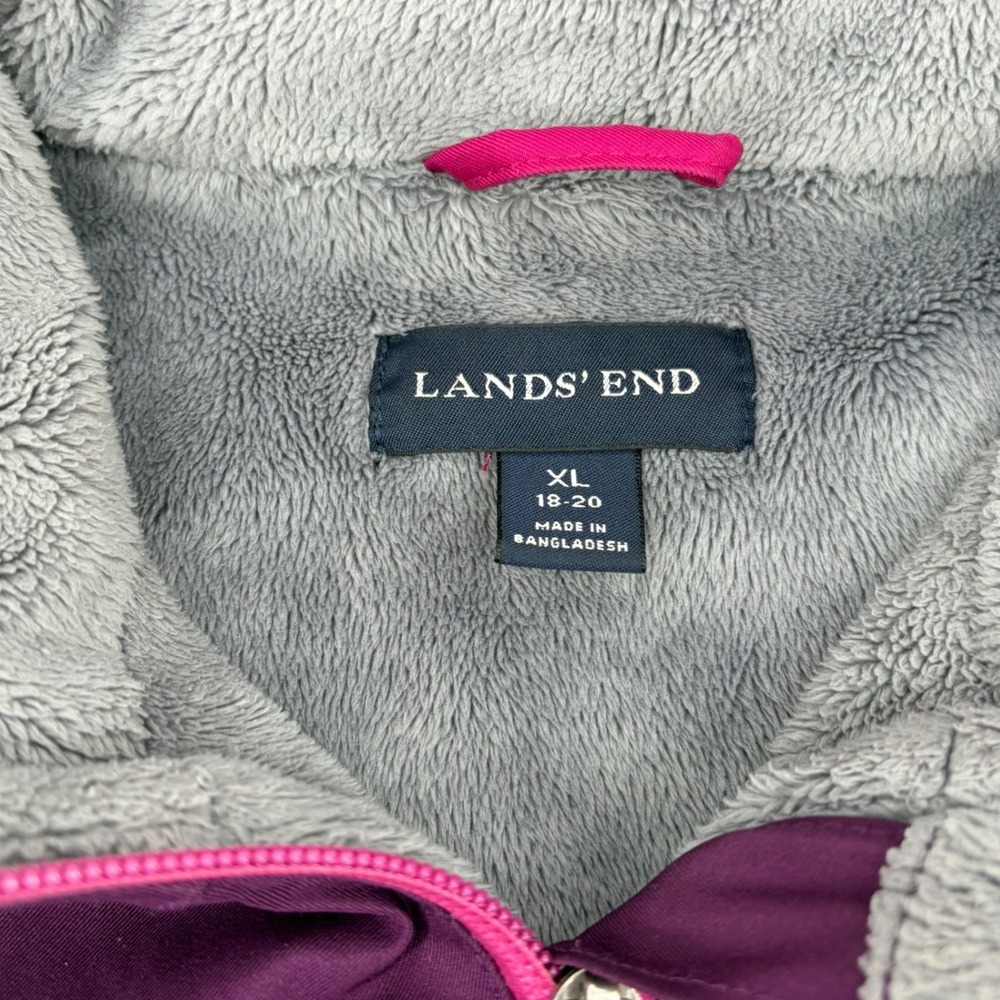 Lands' End Womens XL Squall Fleece Lined Jacket Purple Pink Hooded Jacket - Picture 3 of 8